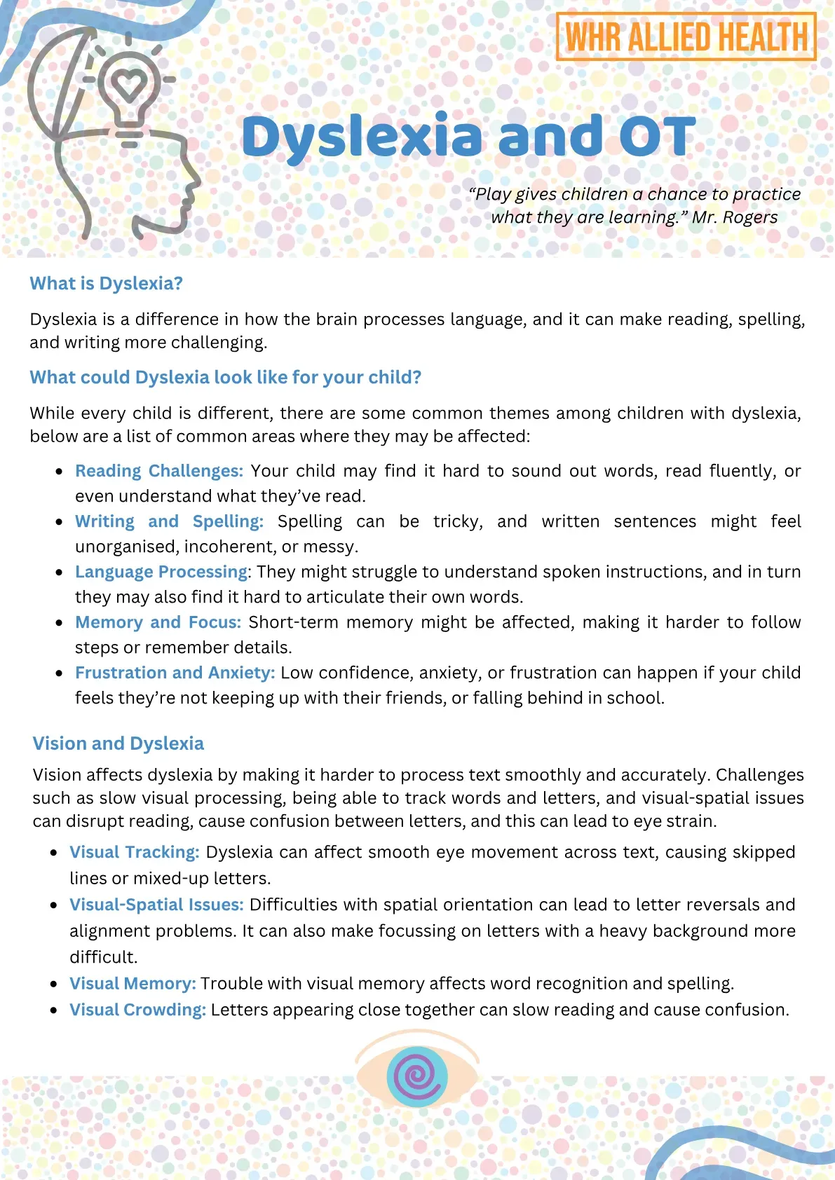 Parent Pack: Dyslexia and OT
